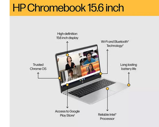 HP 15a-na0503sa 15.6" Chromebook - Intel® Celeron®,128 GB eMMC, Silver