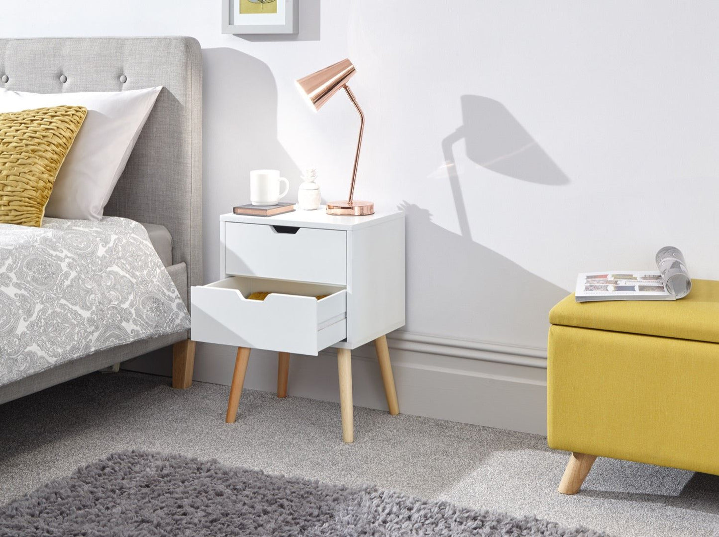 Nessi Bedside Table-White