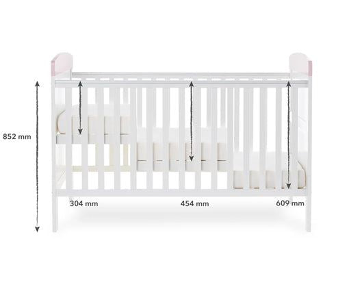 Elephants Pink Cot Bed + Fibre Mattress