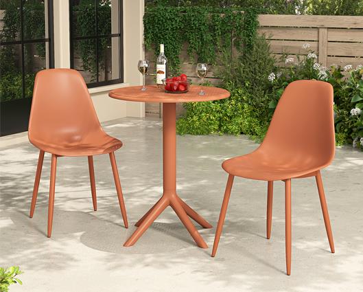 3 piece Cala bistro table & 2 chair set outdoor grade, terracotta