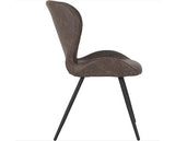 MARLOW & QUEBEC DINING SET (X4 CHAIRS) - BLACK MARBLE/BROWN FAUX LEATHER