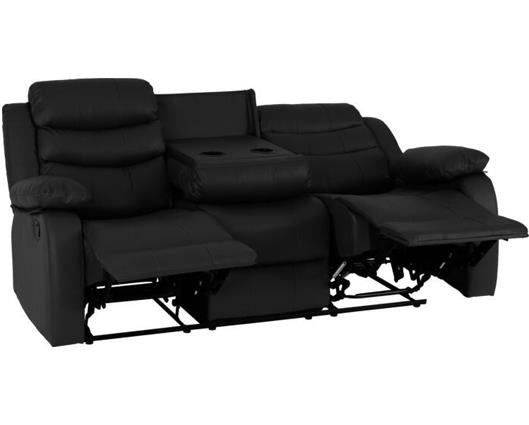 Roma 3 Seater Recliner Sofa - Black Faux Leather