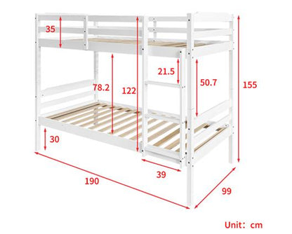 Ruby Pine Bunk Bed - White