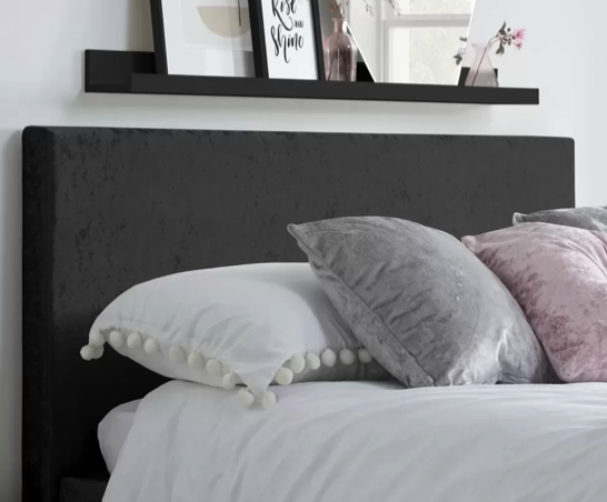 Berlin Single Bed - Black Crushed Velvet
