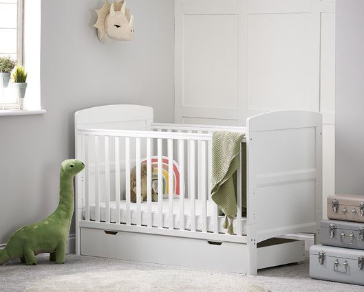 Grady Cot Bed & Under Drawer - White