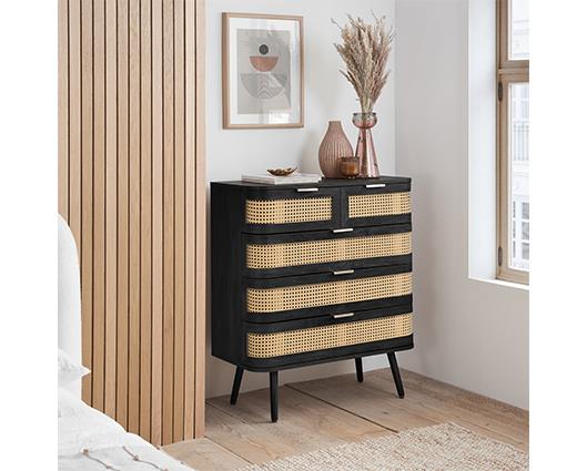 Noah 5 Drawer Chest - Black