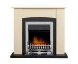 Hardin Fireplace in Cream & Black with Electric Fire in Chrome, 39cm