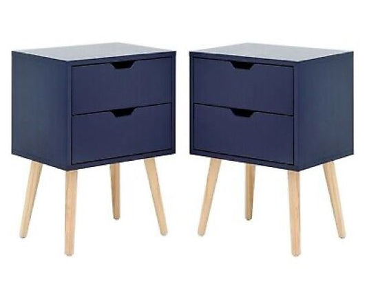 Nessi 2 Drawer Bedsides (Pair)- Nightshadow Blue