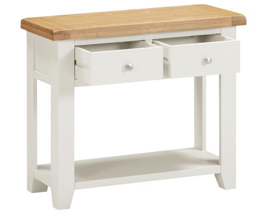 WINDSOR 2 DRAWER CONSOLE TABLE - IVORY/OAK