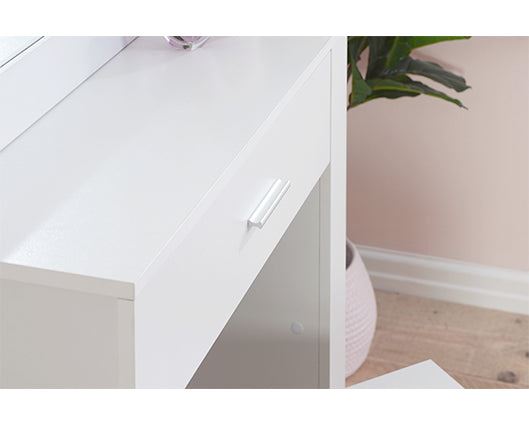 Emilia 1 Drawer Sliding Mirror Dressing Table - White