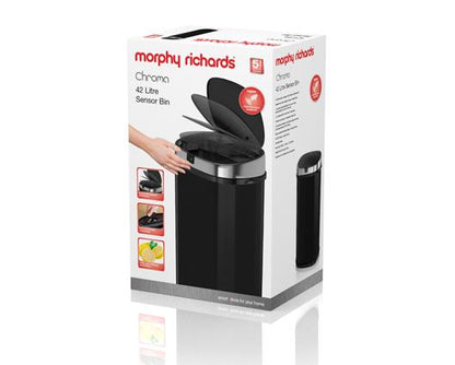 Morphy Richards Chroma 42L Square Sensor Bin - Black