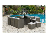 Dark Grey 11pcs Low Back Cube Dining Grey Cushions