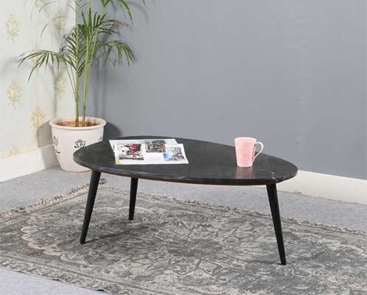 Olin Coffee Table With Black Marble Top & Metal Legs