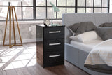Larz 3 Drawer Bedside Table - Black