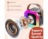 Mini Karaoke Machine with 2 Wireless Microphones and Portable Bluetooth Speaker