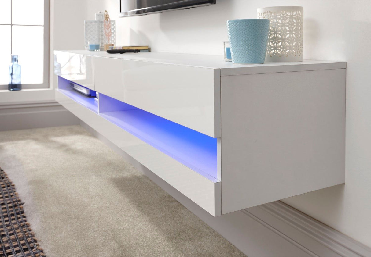 Graze LED 180cm Wall TV Unit-White