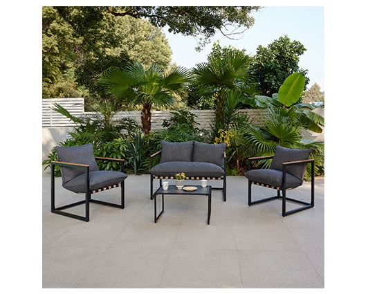 Marbella Black4PC Lounge Set PolywoodTable D.grey cshn+cover