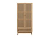 Croxley 2 Door 1 Drawer Rattan Wardrobe- Oak