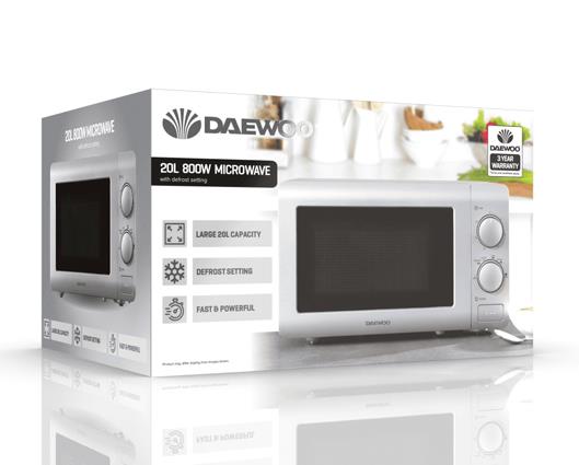 Daewoo 20L Manual 800W Microwave - Silver