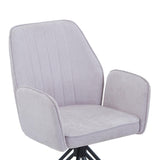 Aspen swivel dining armchairs, natural fabric with black metal legs (pair)