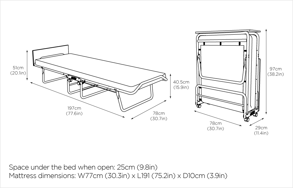 Jay-Be Supreme Automatic Folding Bed with Rebound e-Fibre Mattress-Single