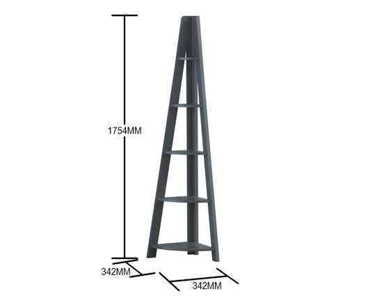 Corner Ladder Bookcase-Dark Grey