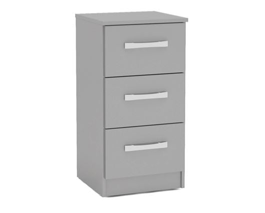 Larz 3 Drawer Bedside Table - Grey
