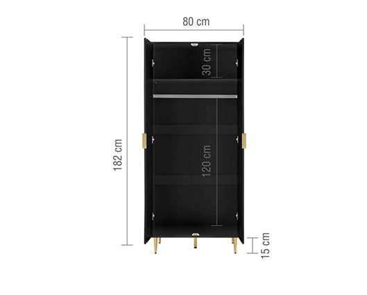 Zara 2 Door Fluted Wardrobe - Black