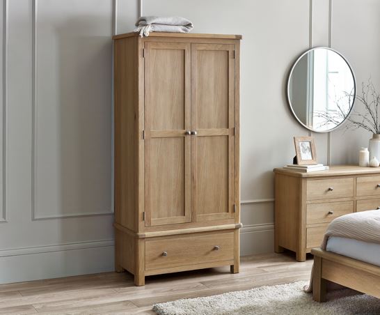 Malani Limed Oak 2 Door 1 Drawer Wardrobe