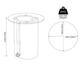 MODENA SIDE TABLE - CLEAR GLASS/CREAM MARBLE EFFECT