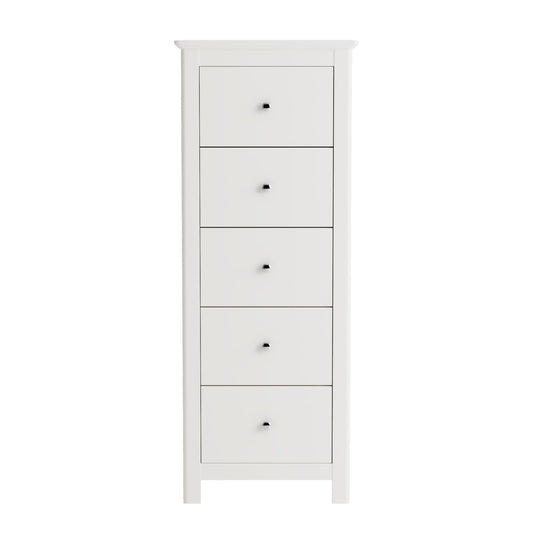 Nairn White 5 drawer narrow chest of drawers