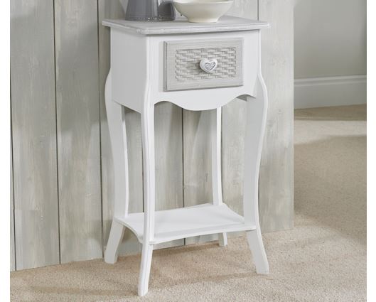 Babita 1 Drawer Bedside White-Grey