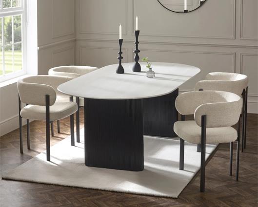 Bolivia Set of 2 Dining Chairs Cream & Black