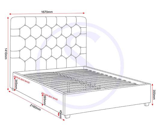 MADISON 5' BED - GREY VELVET FABRIC