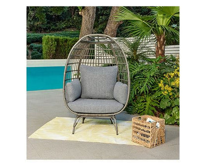 Antalya Dark Grey Egg Chair with L Grey Cushions+ Cover