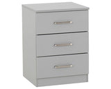 DAKOTA 3 DRAWER BEDSIDE - LIGHT GREY