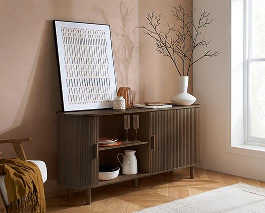 Axel 2 Door Fluted Sideboard - Walnut