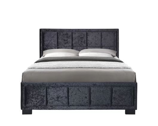 Hannover Double Bed - Black Crushed Velvet