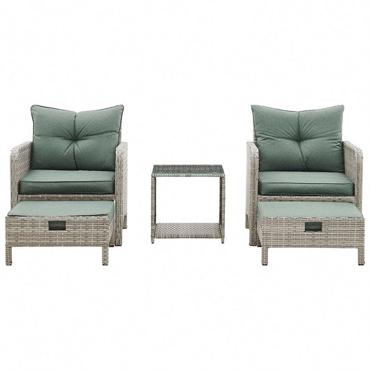 Grenada 5PC Armchair Set w/ Grey Cushions