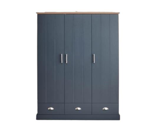 Kinsley 3 Door 3 Drawer Wardrobe- Slate Blue
