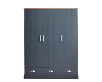 Kinsley 3 Door 3 Drawer Wardrobe- Slate Blue
