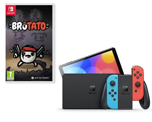 Nintendo Switch OLED MODEL Neon Red/Blue Console with Brotato