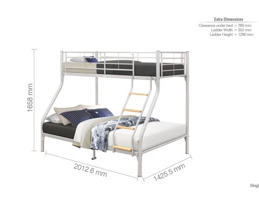 Newton Triple Bunk Bed - Silver