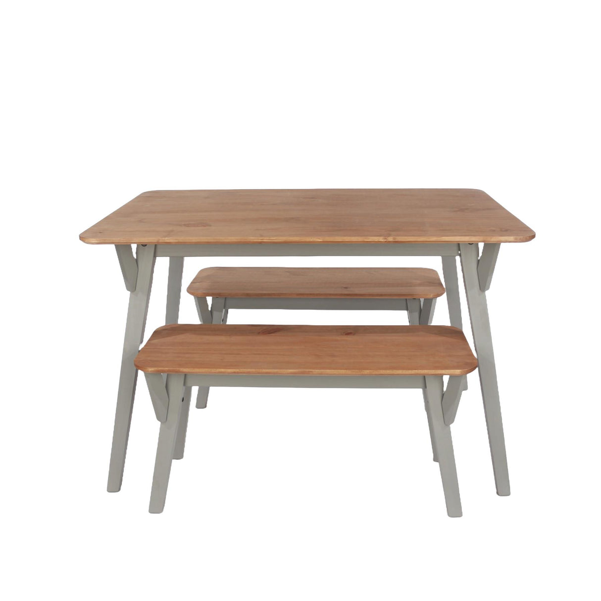 Corona Grey 140cm kitchen table & 2 bench set