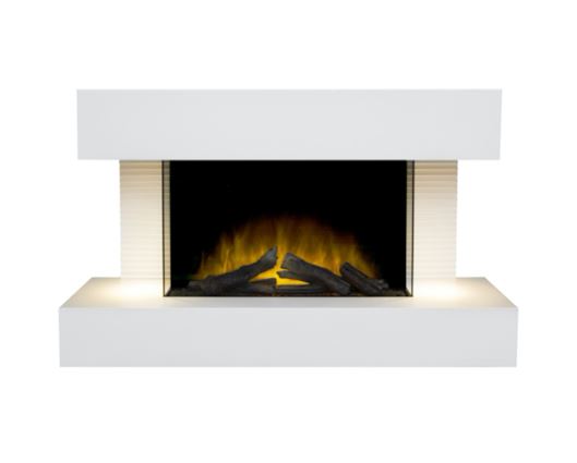 Alister Wall Mounted Fire Suite With Remote Control - White