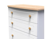 Warwick 4 Drawer Deep Chest - White Matt with Bardolino Oak Top