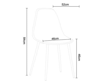 Curve chair, white plastic seat with black metal legs (pair)