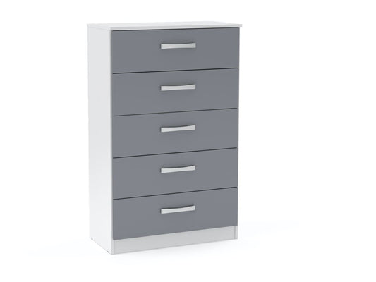 Larz 5 Drawer Chest - White & Grey