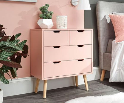 Nessi 2+2 Drawer Chest- Coral Pink