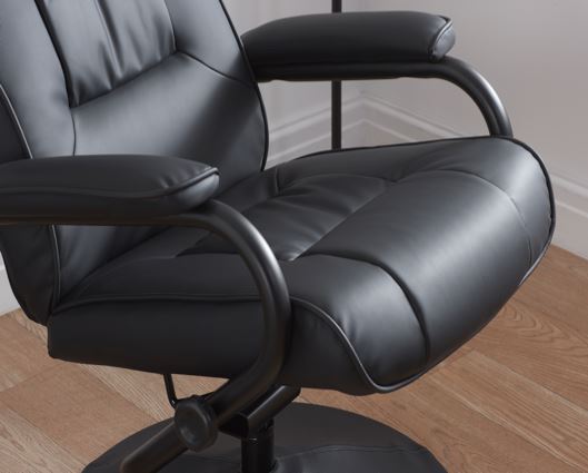 Manuel Swivel Chair & Footstool - Black